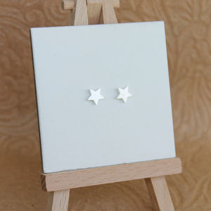 Dainty Silver Stainless Steel Star Stud Earrings